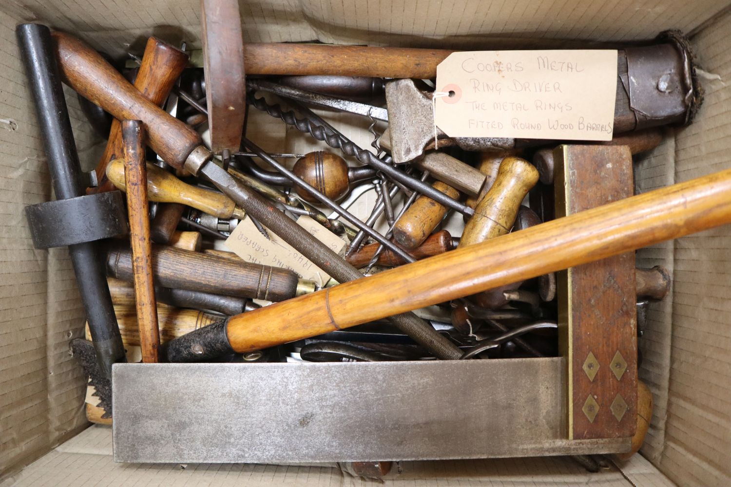 A box of assorted tools: